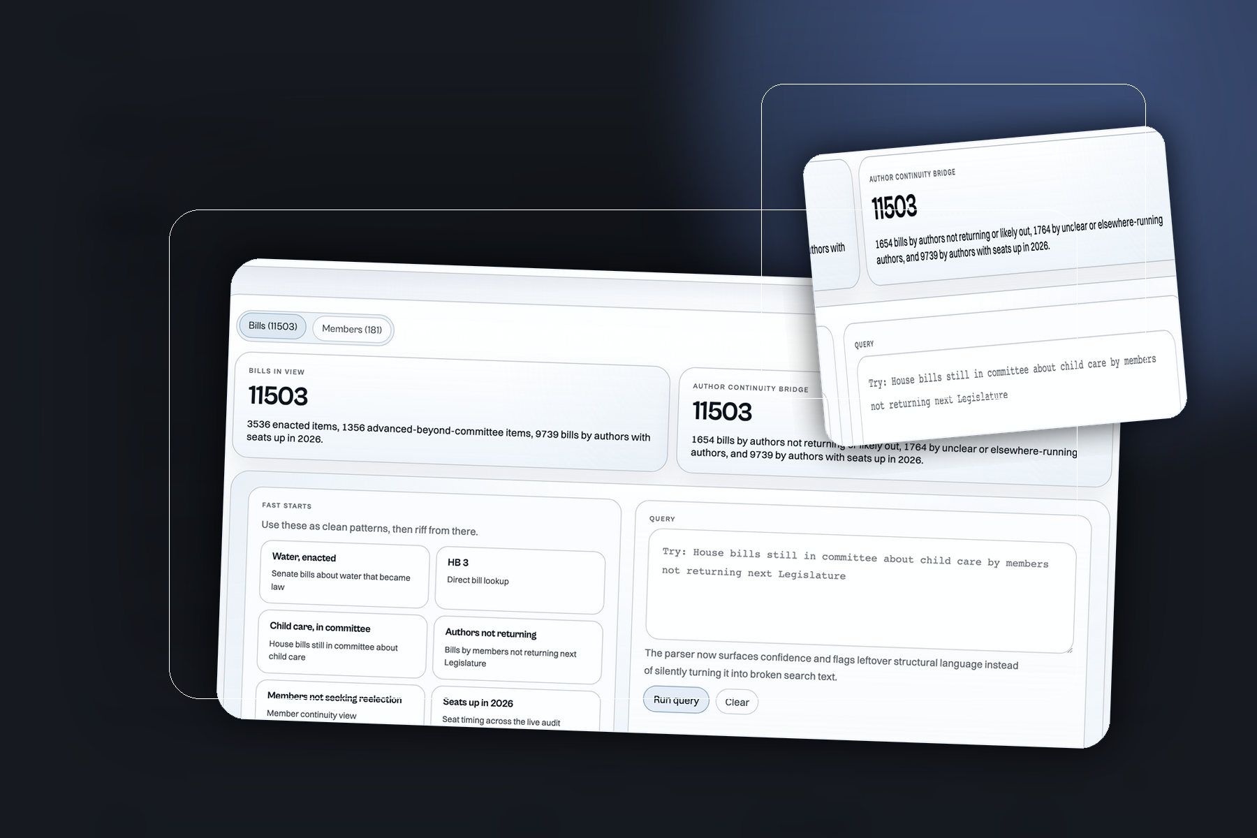 Structured legislative search interface